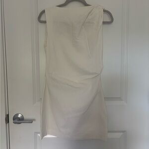 Zara White Asymmetrical Ruched Sheath Dress
